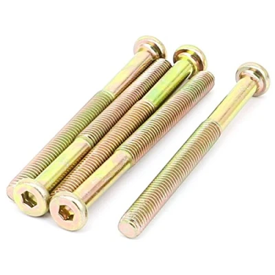 Image of Sourcingmap M8 x 90mm Male Thread Hex Socket Head Cap Screw Bolt Bronze Tone 5 Pcs
