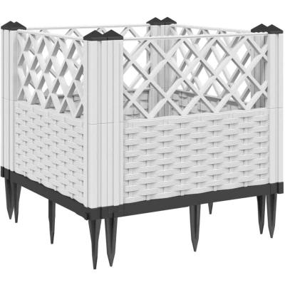 Image of vidaXL Garden Planter with Pegs White 43.5x43.5x43.5 cm PP
