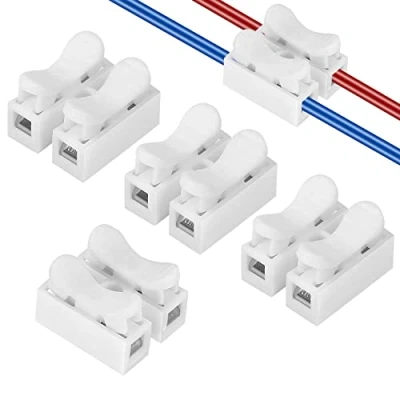 Image of 80 PCS CH2 Quick Connector Spring Wire Connectors Block, Electrical Cable Clamp Terminal Block Terminals for Wiring (White)