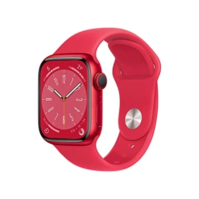 Image of Apple Watch Series 8 (GPS, 45mm) (PRODUCT)RED Aluminum Case with Sport Band,One size (Renewed)