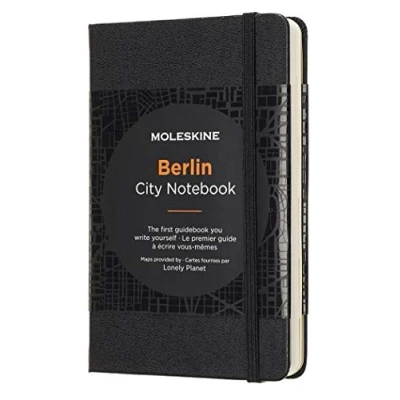 Image of Moleskine City Notebooks Berlin with Plain and Ruled Page, Notebook Hard Cover, Elastic Closure Maps, Black Colour, Size 9 x 14 cm, 220 Pages