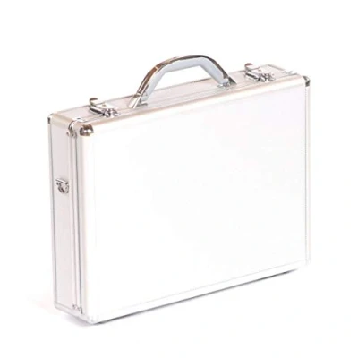 Image of Executive Aluminium Business Laptop Flight Case Briefcase Storage Box Bag Silver