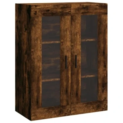 Image of vidaXL Smoked Oak Wall Mounted Cabinet Engineered Wood Construction, Ample Storage Space, Design, Suitable for Living Room, Bedroom, Study