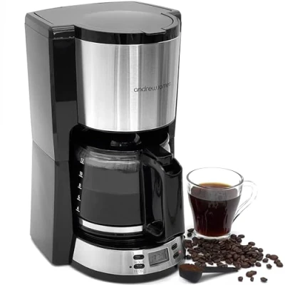 Image of andrew james Drip Filter Coffee Maker, Programmable Keep Warm Function, Easy to Use Machine for Fresh Brewed Coffee, Ideal Home, Office, or Kitchen, Perfect Daily