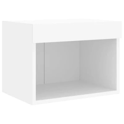 Image of vidaXL Bedside Cabinet with LED Lights Wall mounted Nightstand Bed Table White