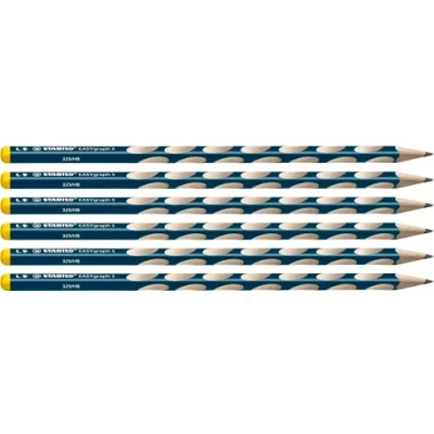Image of Thin Ergonomic Graphite Pencil STABILO EASYgraph S Left Handed Pack of 6 Petrol HB