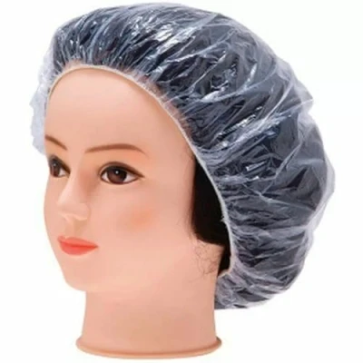 Image of Disposable Shower Caps Thick Clear Waterproof Hair Protectors Elastic Bathing Plastic for Home, Travel, and Salon Use Portable &amp; Durable Care Solution (One Size, 25, count)