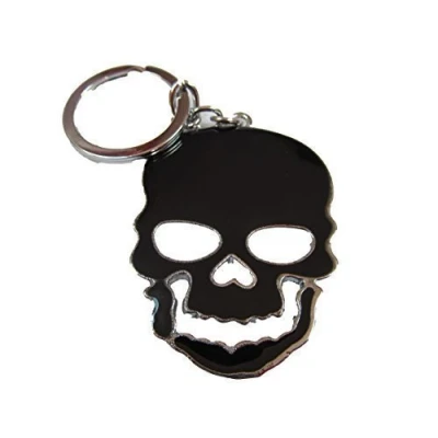 Image of Fat catz copy Large Scary Enamel skull unisex keyring handbag charm gift idea 3 colours (black keyring)