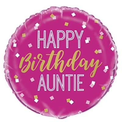 Image of Unique 54039 Party 18&quot; Foil Happy Birthday Auntie Balloon, Multi