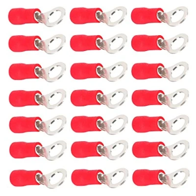 Image of Mintice 100 X Red Copper Ring Butt Insulated Terminal Connectors 16 22 Gauge AWG Crimp Wire Electrical Cable M4