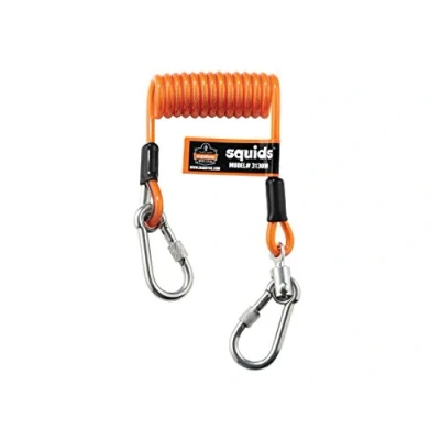 Image of Ergodyne Squids 3130M Coiled Cable Tool Lanyard with Dual Stainless Steel Carabiners, 5 Pounds