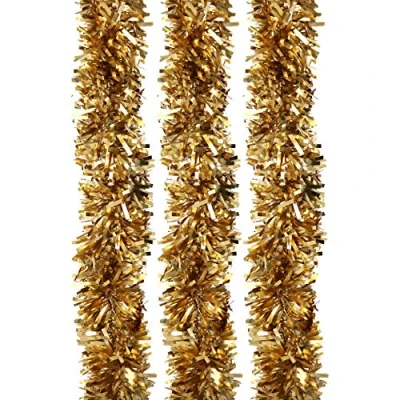 Image of Robelli Thick Luxury MATTE Christmas Tree Tinsel Decoration (Gold 6 meters)