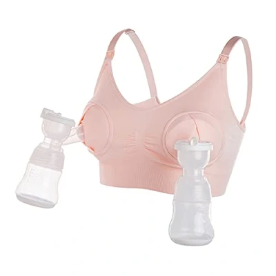 Image of LEAPOVER Women Hands Free Breast Pump Feeding Pumping Bra Maternity Adjustable Nursing (Pink XL)…