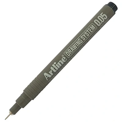 Image of artline Drawing System Technical Fineliners BLACK Pens Pigment Ink Architects (0.05mm Tip)