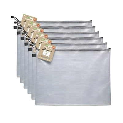 Image of eco A3 95% Recycled Super Strong Bag, Waterproof Mesh Tuff Reinforced, Black Zip Closure (Pack of 6)