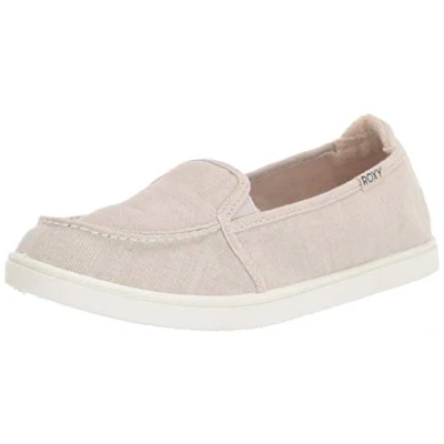Image of Roxy Women&#039;s Minnow Slip on Sneaker Shoe Loafer Flat, Oatmeal, 2 UK