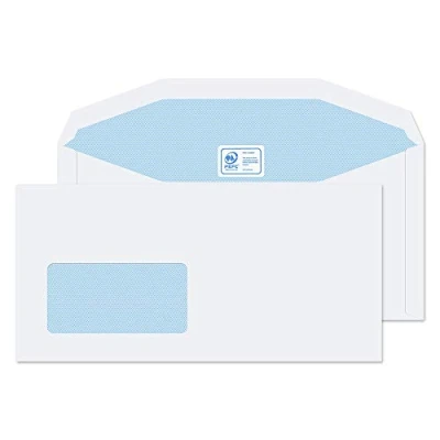 Image of Blake Purely Everyday DL+ 114 x 235 mm 90 gsm Mailer Gummed Low Window Envelopes (3904) White Pack of 1000