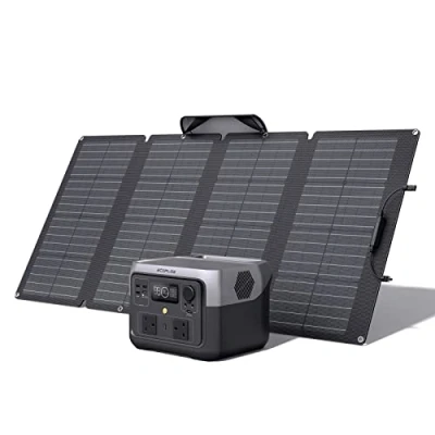 Image of EcoFlow RIVER 2 Max Solar Generator 512Wh Long life LFP Portable Power Station &amp; 160W Panel for Home Backup Power, Camping RVs 100% Charged in 60m with 3000+ Cycles Up to 1000W Output