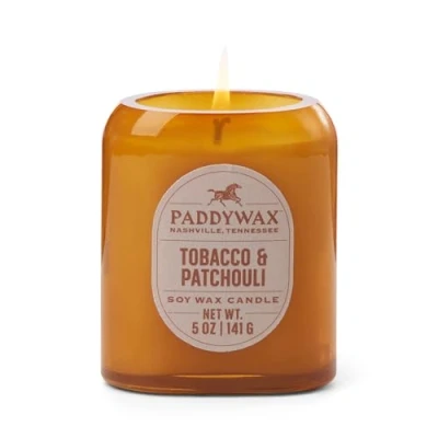 Image of Paddywax Scented Candles Vista Collection Vintage Style Artisan Candle in Frosted Glass, 5 Ounce, Tobacco &amp; Patchouli