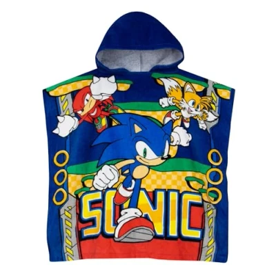 Image of SONIC THE HEDGEHOG Kids Hooded Towel Children’s Bath Towels Beach One Size Blue