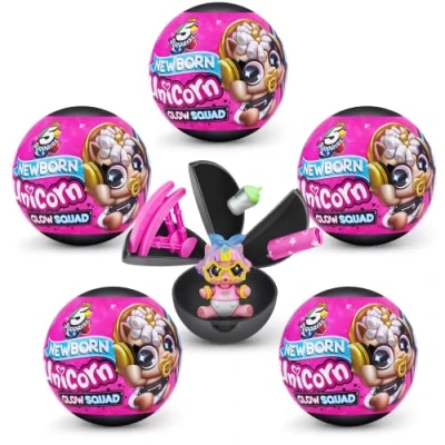 Image of 5 Surprise Unicorn Squad Series 6 Newborn Glow Mystery Collectible Capsule (5 Pack)