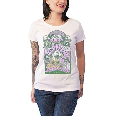 Image of Led Zeppelin T Shirt Electric Magic Band Logo Official Womens Skinny Fit White XXL