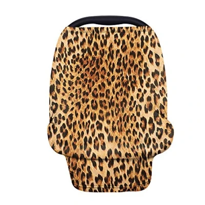 Image of Binienty Leopard Cheetah Print Stretch Car Seat Covers for Babies Infants, Breathable Baby Stroller Cover Canopies