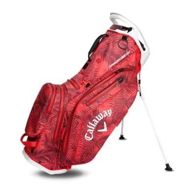 Image of Callaway Golf Fairway 14 HD Waterproof Stand Bag, 2025, Red Palms/Grey
