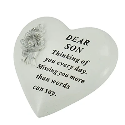 Image of AngraveMemorials Special Son Graveside Memorial Rose Heart Grave Plaque Ornament Decoration