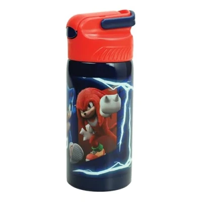 Image of OM SUPPLIES Sonic Characters Reusable Sipper Water Bottle Drink with built in handle for Easy Carry School Lunch Kids Childrens 500ml (Sonic Hero)