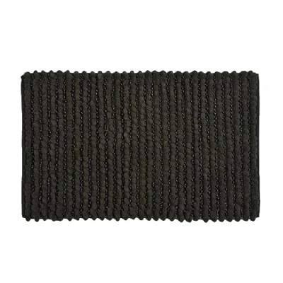Image of Allure Chunky Bobble Sparkle Non Slip Bath Mat 50 x 80cm Super Soft &amp; Absorbent Satin Striped Bathroom Rug (Graphite)