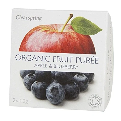 Image of Organic Apple &amp; Blueberry Fruit Puree (Clearspring) 2x100g