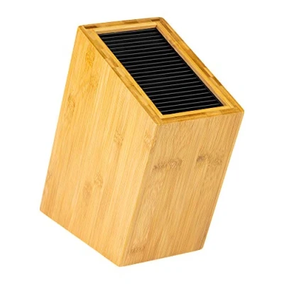 Image of Rockingham Forge Sloping Bamboo Universal Knife Block, 20 Slots for Knives up to 20cm Blade Length, 27cm