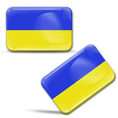 Image of Biomar Labs 2 x 3D Domed Silicone Stickers Decals Ukraine National Ukrainian Flag Car Motorcycle Helmet F 214