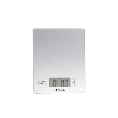 Image of Taylor Digital Food Scales with Touchless Tare in Gift Box, High Accuracy, Plastic, Silver, 16 x 20cm