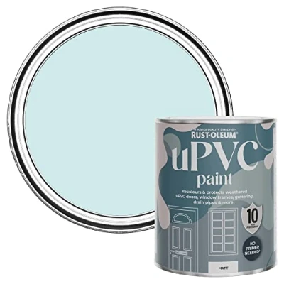 Image of Rust Oleum Blue uPVC Door and Window Paint in Matt Finish Duck Egg 750ml