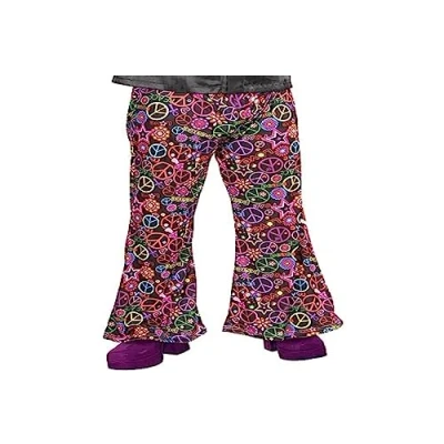 Image of (PKT) (9907395) Adult Mens Peace Out Flares Costume Trousers (Extra Large)