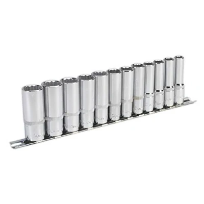 Image of Sealey Premier Socket Set 12pc 3/8&quot;Sq Drive 12pt Deep WallDrive® Metric
