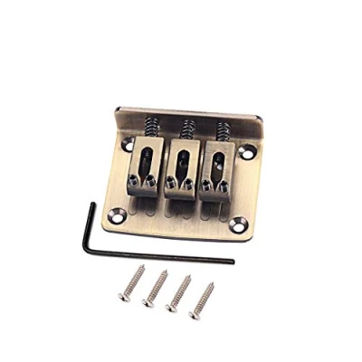 Image of Alnicov Cigar Box Guitar Parts: 3 string Bronze Hard tail Adjustable Bridge