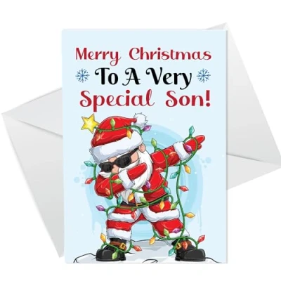 Image of RED OCEAN Christmas Card For Son Funny Cards From Mum Dad Special