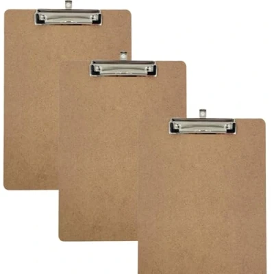 Image of Clipboards A4 Pack of 3 Wooden Low Profile Perfect for Office,School, Home Clip Board (3X Clipboards)