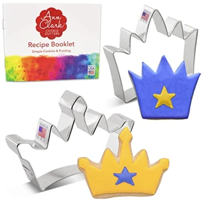 Image of Crown Cookie Cutters 2 Pc Set Made in USA by Ann Clark, Princess Tiara and