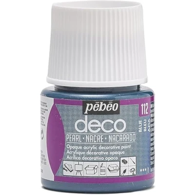 Image of Pebeo 45ml Deco Pearl, Acrylic, Blue, 7 x 4.5 cm