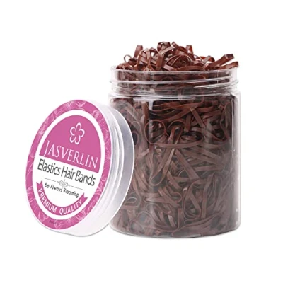 Image of JASVERLIN Elastic Hair Bands, Tiny Elastics Baby Brown Ponytail Holders Soft Ties Styling No Damage 1000pcs
