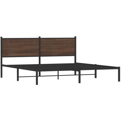 Image of vidaXL Metal Bed Frame without Mattress Brown Oak 160x200 cm