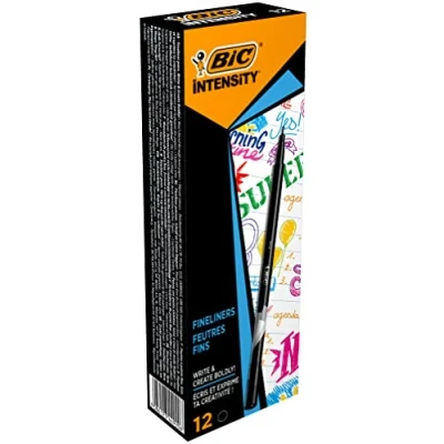 Image of Bic Intensity 0.4 mm Fine Point Writing Felt Tip Pens (Pack of 12) 12 Black