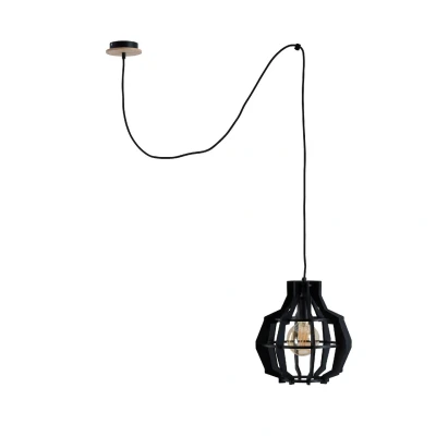 Image of Bento wire Frame Pendant Ceiling Light Black, 28cm, 1x E27, 200cm