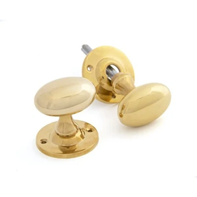Image of From the Anvil Polished Brass Oval Mortice/Rim Knob Set