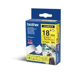Image of Brother P Touch TZe ID Tape 18mm x 8m Black on Yellow Flexible ZEFX641