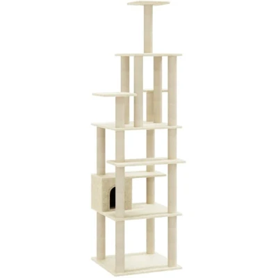 Image of vidaXL Cat Tree with Sisal Scratching Posts Cream 183 cm